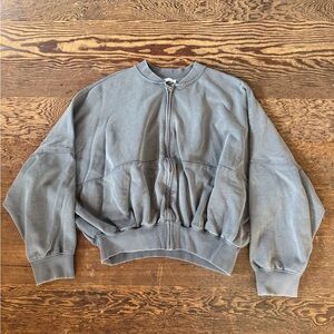 Zara Heather Gray Zip-Up Sweater